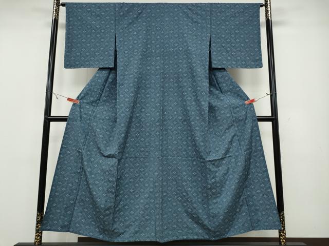 平和屋着物▽上質な紬 単衣 菱花文 正絹 逸品 CAAV3171ut