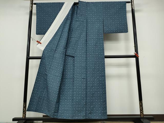 平和屋着物▽上質な紬 単衣 菱花文 正絹 逸品 CAAV3171ut