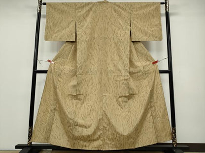平和屋着物▽上質な紬 単衣 杢目文様 正絹 逸品 CAAV3174ut
