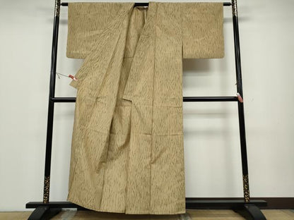 平和屋着物▽上質な紬 単衣 杢目文様 正絹 逸品 CAAV3174ut