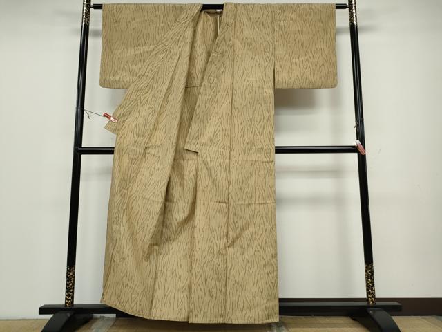 平和屋着物▽上質な紬 単衣 杢目文様 正絹 逸品 CAAV3174ut