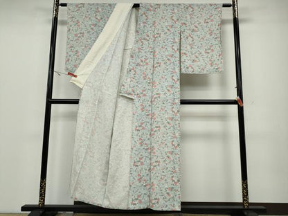 平和屋着物▽上質な小紋 単衣 草花尽くし 正絹 逸品 CAAV3175ut