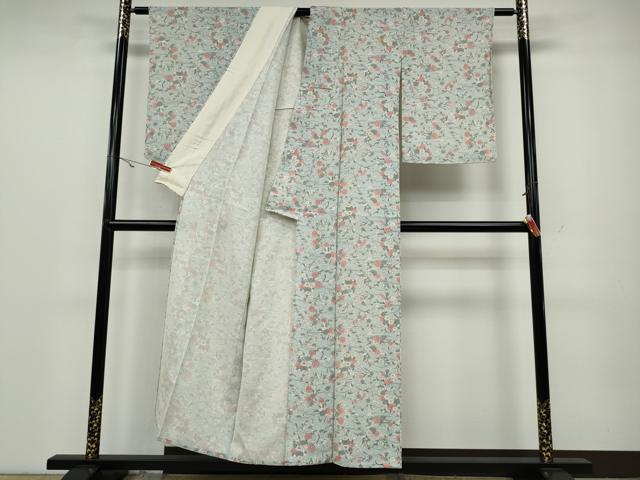 平和屋着物▽上質な小紋 単衣 草花尽くし 正絹 逸品 CAAV3175ut