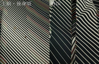 平和屋着物▽小紋 単衣 斜線文 黒地 洗える着物 CAAV3177ut
