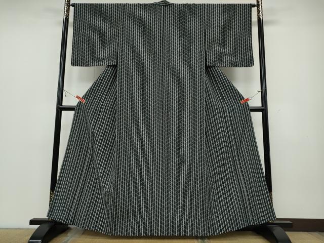 平和屋着物▽小紋 単衣 檜垣花間道 黒地 洗える着物 CAAV3182ut