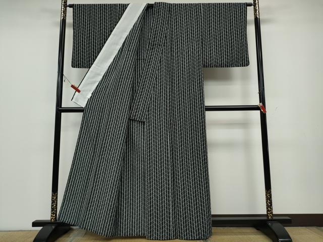 平和屋着物▽小紋 単衣 檜垣花間道 黒地 洗える着物 CAAV3182ut