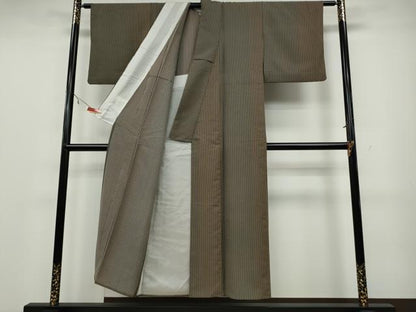 平和屋着物▽小紋 単衣 縞 洗える着物 CAAV3185ut