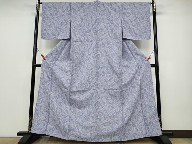 平和屋着物▽小紋 単衣 舞葉文 洗える着物 未使用 CAAV3189ut