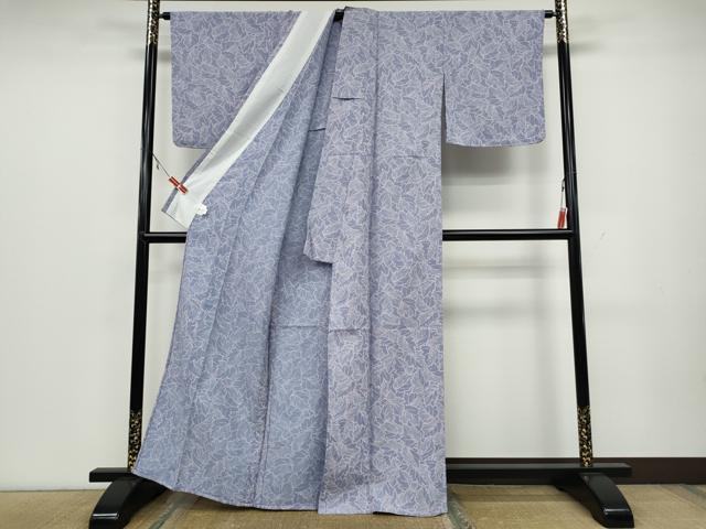 平和屋着物▽小紋 単衣 舞葉文 洗える着物 未使用 CAAV3189ut