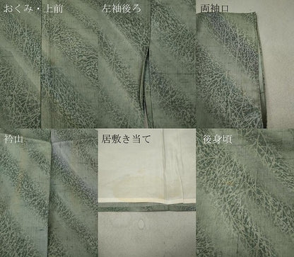 平和屋着物▽上質な小紋 単衣 斜線枝葉文 正絹 逸品 CAAV3196ut