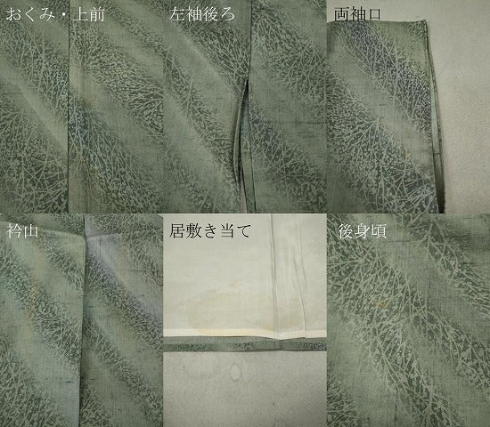 平和屋着物▽上質な小紋 単衣 斜線枝葉文 正絹 逸品 CAAV3196ut