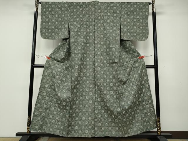 平和屋着物▽上質な紬　単衣　蜀江花文　正絹　逸品　CAAV3199ut