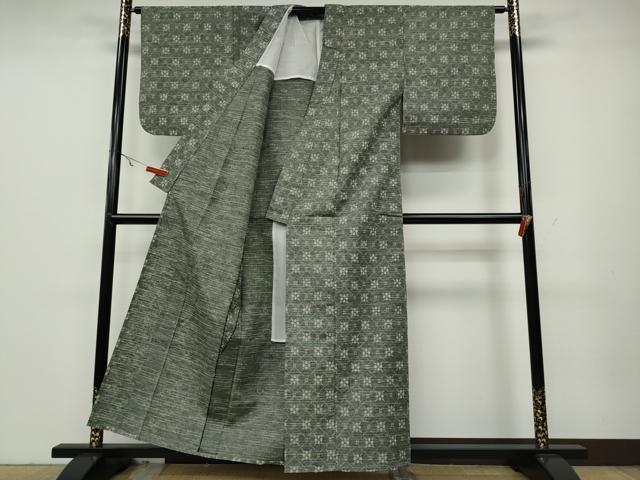 平和屋着物▽上質な紬　単衣　蜀江花文　正絹　逸品　CAAV3199ut