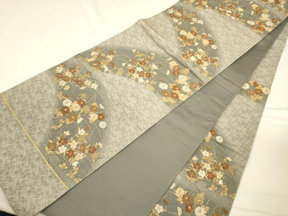平和屋着物◎六通柄袋帯　唐織　吉祥花文　金糸　正絹　逸品　CAAV3201ft