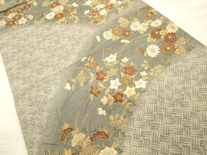 平和屋着物◎六通柄袋帯　唐織　吉祥花文　金糸　正絹　逸品　CAAV3201ft