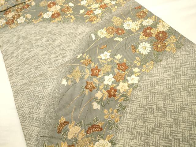 平和屋着物◎六通柄袋帯　唐織　吉祥花文　金糸　正絹　逸品　CAAV3201ft