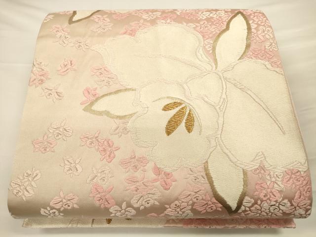 平和屋着物◎六通柄袋帯　唐織　草花文　金糸　正絹　逸品　CAAV3204ft
