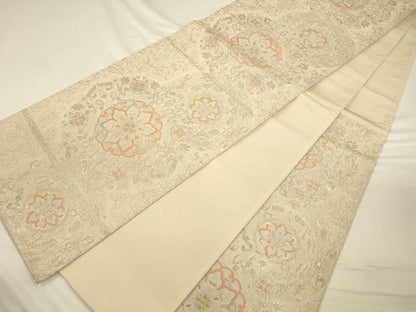 平和屋着物◎六通柄袋帯　正倉院花文　金銀糸　正絹　逸品　CAAV3207ft