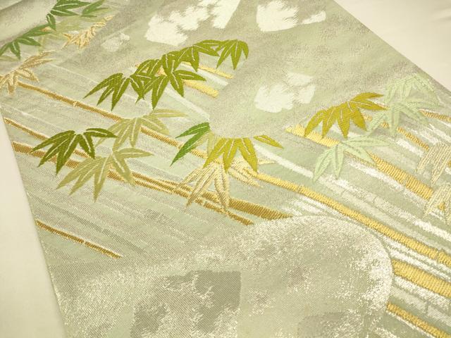 平和屋着物◎西陣　六通柄袋帯　唐織　笹竹文　金銀糸　正絹　逸品　CAAV3235ft