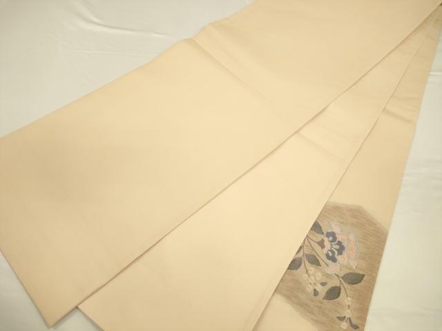 平和屋着物◎太鼓柄袋帯　すくい織　更紗花文　正絹　逸品　CAAV3270ft