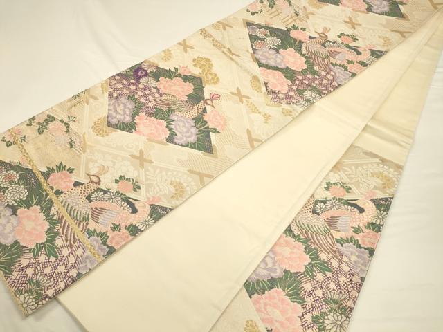 平和屋着物◎六通柄袋帯　唐織　花鳥文　金糸　正絹　逸品　CAAV3283ft