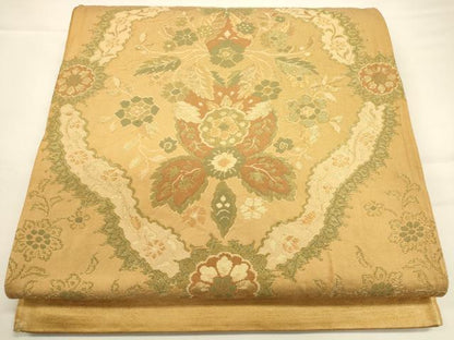平和屋着物◎六通柄袋帯　更紗花文　金糸　正絹　逸品　CAAV3298ft