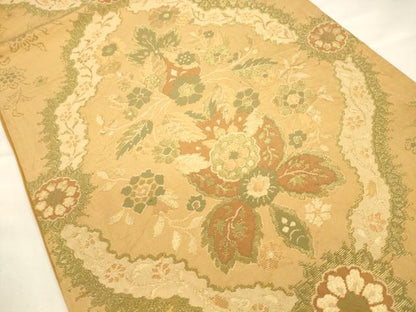 平和屋着物◎六通柄袋帯　更紗花文　金糸　正絹　逸品　CAAV3298ft
