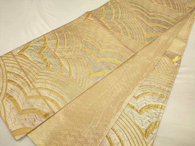 平和屋着物◎佐賀錦　六通柄袋帯　幾何学文　金糸　正絹　逸品　CAAV3318ft