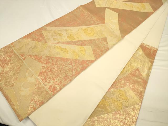 平和屋着物◎六通柄袋帯　飛鶴熨斗松文　金糸　正絹　逸品　CAAV3325ft
