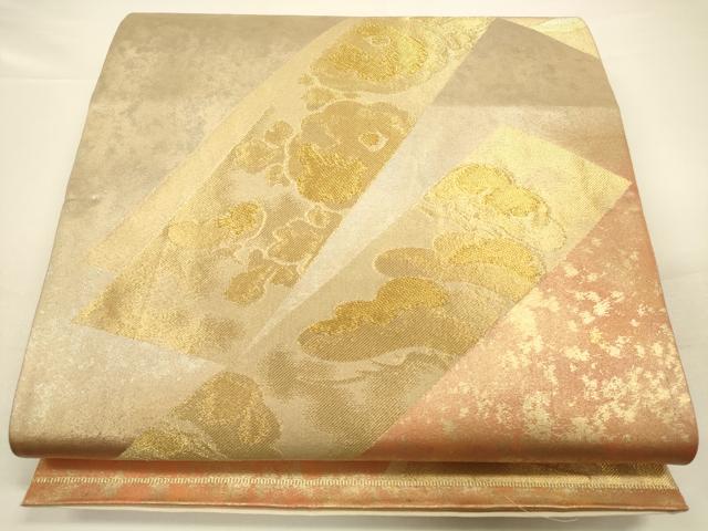 平和屋着物◎六通柄袋帯　飛鶴熨斗松文　金糸　正絹　逸品　CAAV3325ft