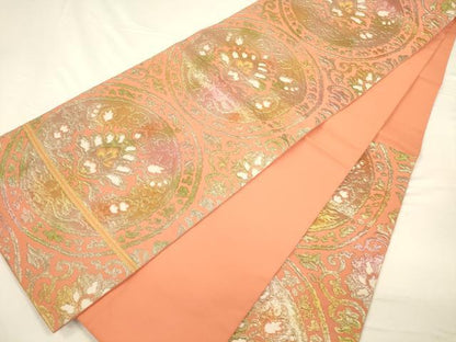 平和屋着物◎六通柄袋帯　花丸文　金銀糸　正絹　逸品　CAAV3327ft