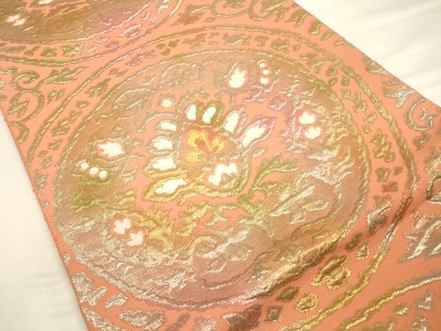 平和屋着物◎六通柄袋帯　花丸文　金銀糸　正絹　逸品　CAAV3327ft