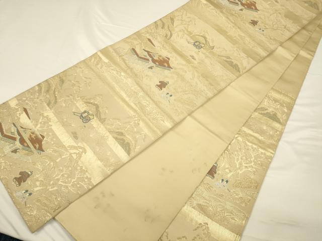 平和屋着物◎六通柄袋帯　吉祥花丸文　金銀糸　正絹　逸品　CAAV3331ft
