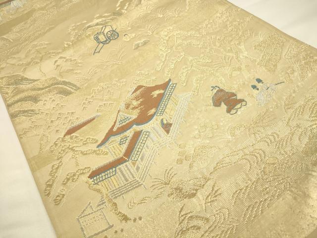 平和屋着物◎六通柄袋帯　吉祥花丸文　金銀糸　正絹　逸品　CAAV3331ft