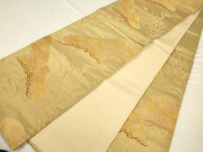 平和屋着物◎六通柄袋帯 笠松 金糸 正絹 逸品 CAAV3365ft