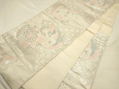 平和屋着物◎六通柄袋帯 唐織 花鳥丸文 九百錦 銀糸 正絹 逸品 CAAV3413ft