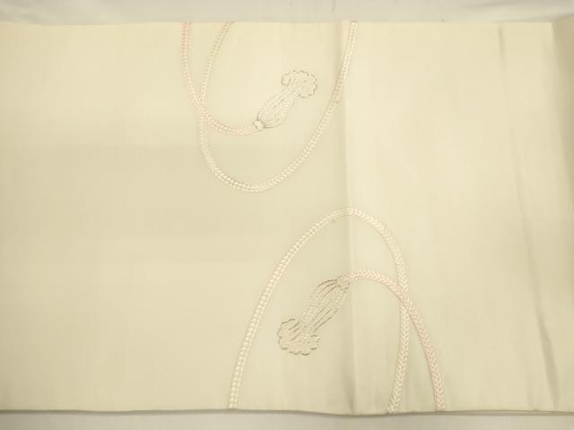 平和屋着物◎太鼓柄袋帯 総刺繍 駒刺繍 扇面花文 正絹 逸品 CAAV3433ft