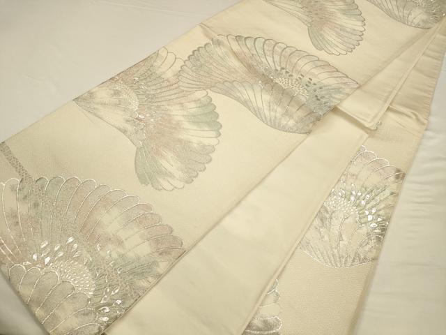 平和屋着物◎六通柄袋帯　舞花文　銀糸　正絹　逸品　CAAV3441ft