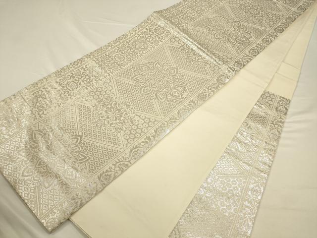 平和屋着物◎六通柄袋帯　花菱文　純銀箔　正絹　逸品　CAAV3458ft