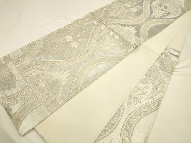 平和屋着物◎六通柄袋帯　唐織　立涌鳳凰花文　銀糸　正絹　逸品　CAAV3480ft