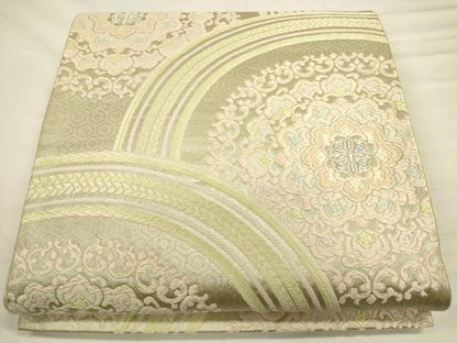 平和屋着物◎六通柄袋帯　花青海波　銀糸　正絹　逸品　CAAV3482ft