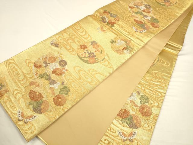 平和屋着物◎六通柄袋帯　光琳水花丸文　金銀糸　正絹　逸品　CAAV3581ft