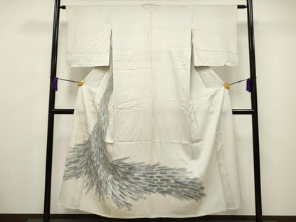 平和屋着物▽訪問着 単衣 孔雀文 金彩 正絹 逸品 CAAV3687dy