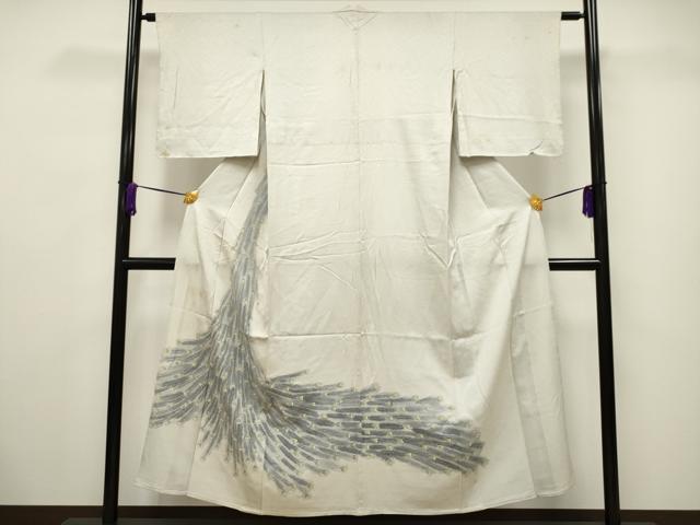 平和屋着物▽訪問着 単衣 孔雀文 金彩 正絹 逸品 CAAV3687dy