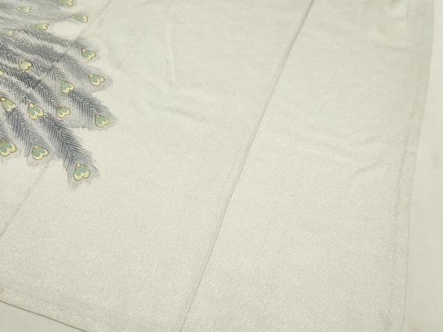 平和屋着物▽訪問着 単衣 孔雀文 金彩 正絹 逸品 CAAV3687dy