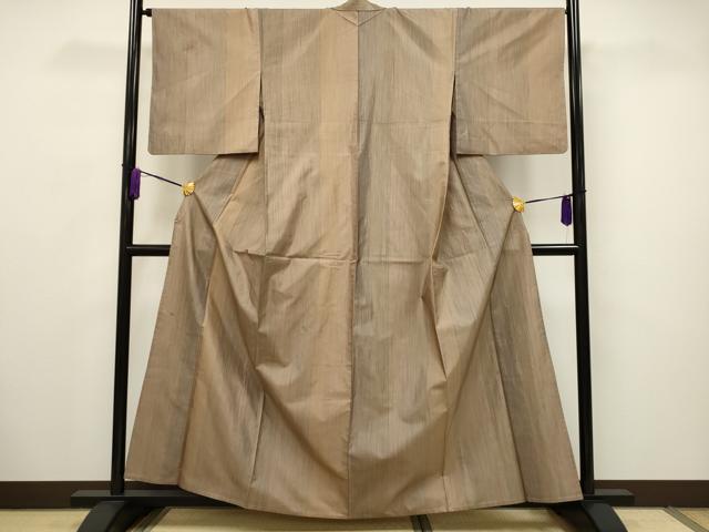 平和屋着物▽本場縞大島紬　単衣　縞　正絹　逸品　CAAV3688dy