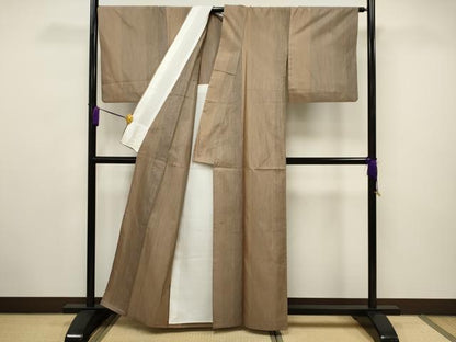 平和屋着物▽本場縞大島紬　単衣　縞　正絹　逸品　CAAV3688dy