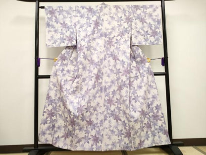 平和屋着物▽上質な紬 単衣 楓文 正絹 逸品 CAAV3689dy