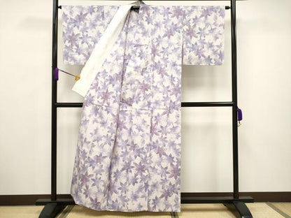 平和屋着物▽上質な紬 単衣 楓文 正絹 逸品 CAAV3689dy