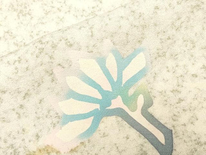 平和屋着物▽色留訪問着　単衣　作家物　草花文　たたき染め　正絹　逸品　CAAV3695dy